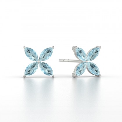 Gigi Boucles d'oreilles Marquises Aigue-marine 0,80 carat en Or blanc 18k