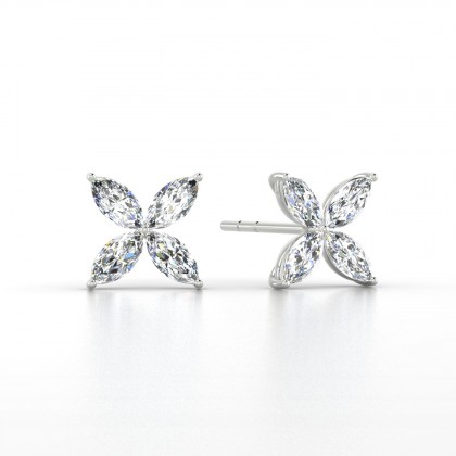 Gigi Boucles d'oreilles Marquises Diamant 0,80 carat en Or blanc 18k