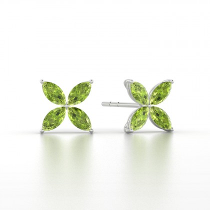 Gigi Boucles d'oreilles Marquises Péridot 0,96 carat en Or blanc 18k
