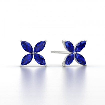 Gigi Boucles d'oreilles Marquises Saphir 0,88 carat en Or blanc 18k