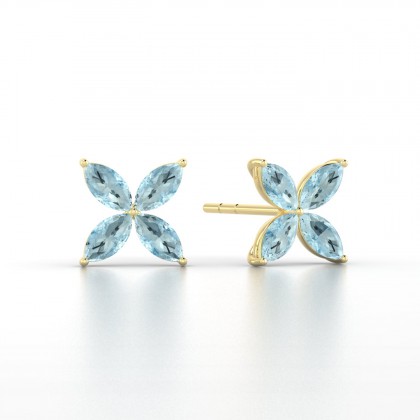Gigi Boucles d'oreilles Marquises Aigue-marine 0,80 carat en Or jaune 18k