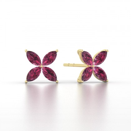 Gigi Boucles d'oreilles Marquises Grenat 1,20 carat en Or jaune 18k