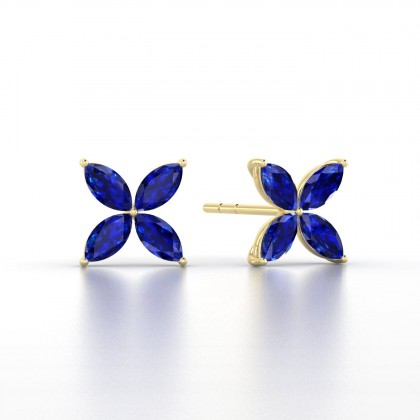 Gigi Boucles d'oreilles Marquises Saphir 0,88 carat en Or jaune 18k