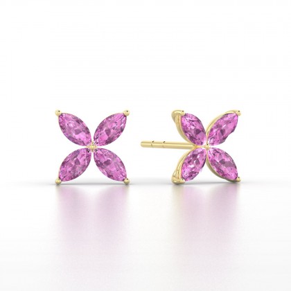 Gigi Boucles d'oreilles Marquises Saphir rose 0,88 carat en Or jaune 18k