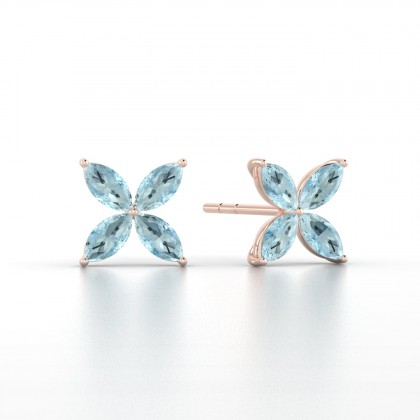 Gigi Boucles d'oreilles Marquises Aigue-marine 0,80 carat en Or rose 18k