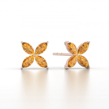Gigi Boucles d'oreilles Marquises Citrine 0,80 carat en Or rose 18k