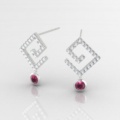 Ginger Boucles d'oreilles Grenat en Or blanc 18k