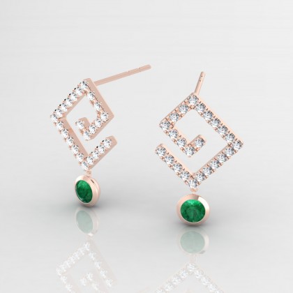 Ginger Boucles d'oreilles Emeraude en Or rose 18k