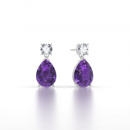 Gisèle Boucles d'oreilles Améthyste en Or blanc 18k