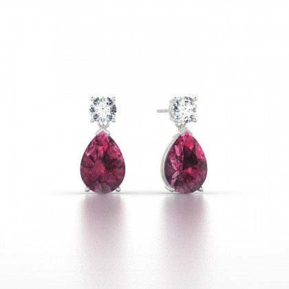 Gisèle Boucles d'oreilles Grenat en Or blanc 18k