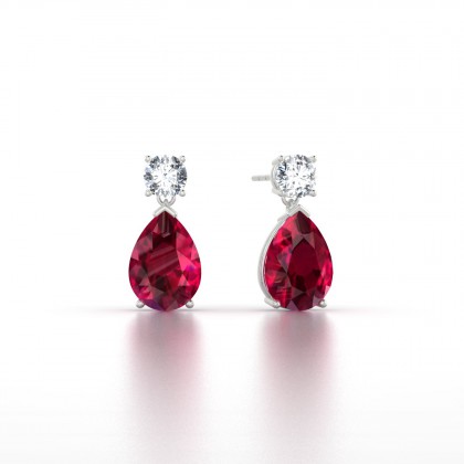 Gisèle Boucles d'oreilles Rubis en Or blanc 18k
