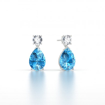 Gisèle Boucles d'oreilles Topaze en Or blanc 18k