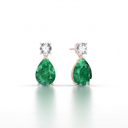 Gisèle Boucles d'oreilles Emeraude en Or rose 18k