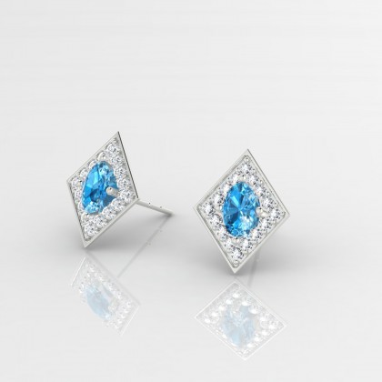 Gloria Boucles d'oreilles Topaze en Or blanc 18k