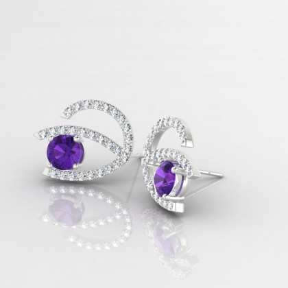 Hédonie Boucles d'oreilles Améthyste en Or blanc 18k