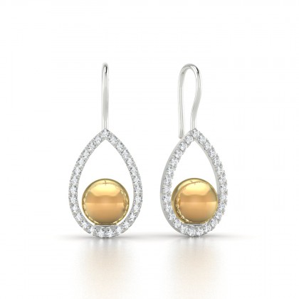 Heimata Boucles d'oreilles Perle d'eau douce dorée en Argent 925