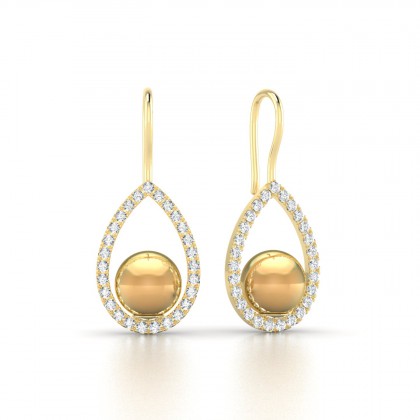 Heimata Boucles d'oreilles Perle d'eau douce dorée en Or jaune 18k