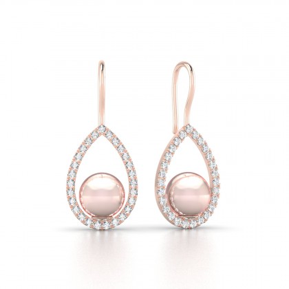 Heimata Boucles d'oreilles Perle d'eau douce rose en Or rose 18k