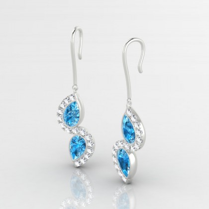 Hermine Boucles d'oreilles Topaze en Or blanc 18k