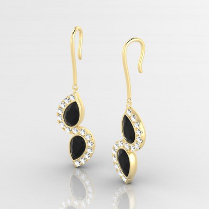 Hermine Boucles d'oreilles Diamant noir en Or jaune 18k
