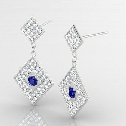 Instant Boucles d'oreilles Saphir en Or blanc 18k