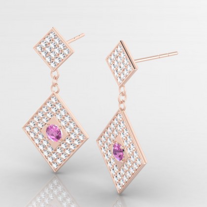 Instant Boucles d'oreilles Saphir rose en Or rose 18k