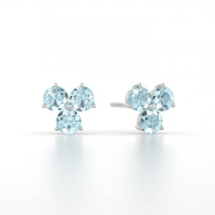 Irène Boucles d'oreilles Aigue-marine en Argent 925