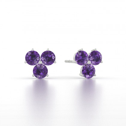 Irène Boucles d'oreilles Améthyste en Argent 925