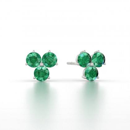 Irène Boucles d'oreilles Emeraude en Argent 925