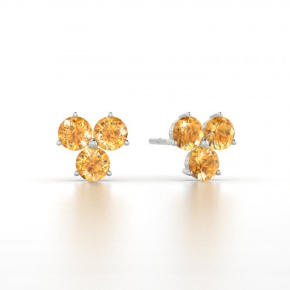 Irène Boucles d'oreilles Citrine en Or blanc 18k