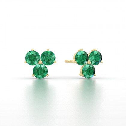 Irène Boucles d'oreilles Emeraude en Or jaune 18k