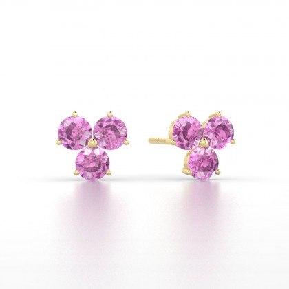 Irène Boucles d'oreilles Saphir rose en Or jaune 18k