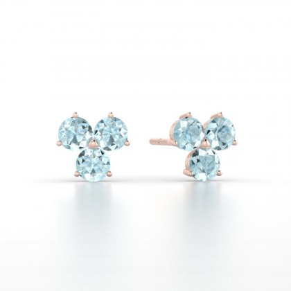 Irène Boucles d'oreilles Aigue-marine en Or rose 18k