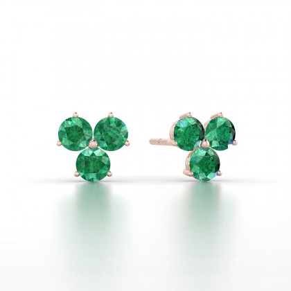 Irène Boucles d'oreilles Emeraude en Or rose 18k