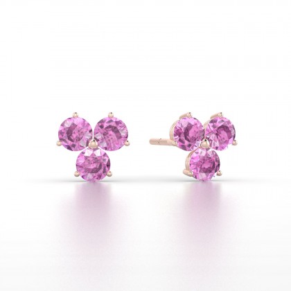 Irène Boucles d'oreilles Saphir rose en Or rose 18k