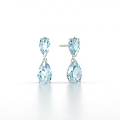 Jeannette Boucles d'oreilles Aigue-marine en Argent 925