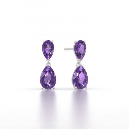 Jeannette Boucles d'oreilles Améthyste en Or blanc 18k