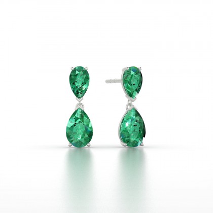 Jeannette Boucles d'oreilles Emeraude en Or blanc 18k