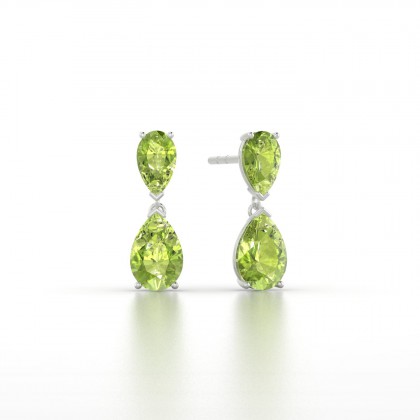 Jeannette Boucles d'oreilles Péridot en Or blanc 18k