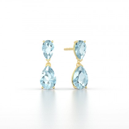 Jeannette Boucles d'oreilles Aigue-marine en Or jaune 18k