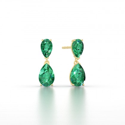 Jeannette Boucles d'oreilles Emeraude en Or jaune 18k