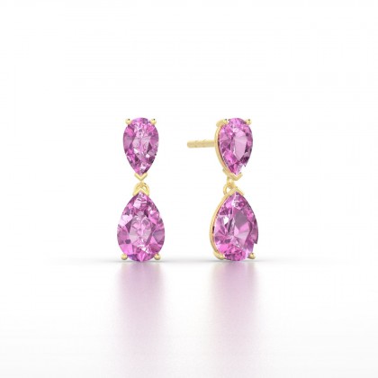 Jeannette Boucles d'oreilles Saphir rose en Or jaune 18k