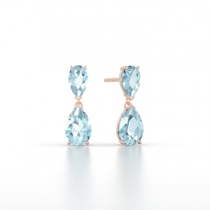 Jeannette Boucles d'oreilles Aigue-marine en Or rose 18k