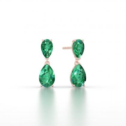 Jeannette Boucles d'oreilles Emeraude en Or rose 18k