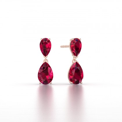 Jeannette Boucles d'oreilles Rubis en Or rose 18k