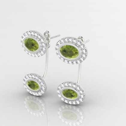 Joséphine Boucles d'oreilles Péridot en Or blanc 18k