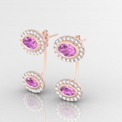 Joséphine Boucles d'oreilles Saphir rose en Or rose 18k