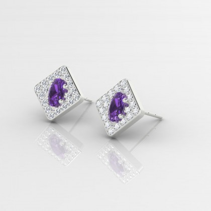 Leni Boucles d'oreilles Améthyste en Argent 925
