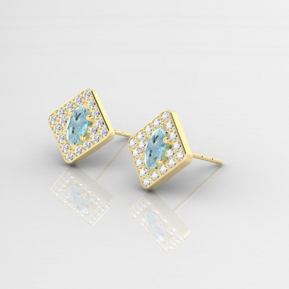 Leni Boucles d'oreilles Aigue-marine en Or jaune 18k