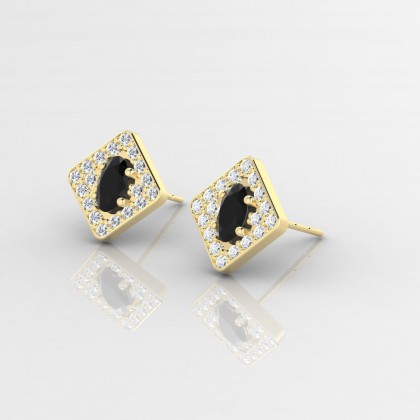 Leni Boucles d'oreilles Diamant noir en Or jaune 18k